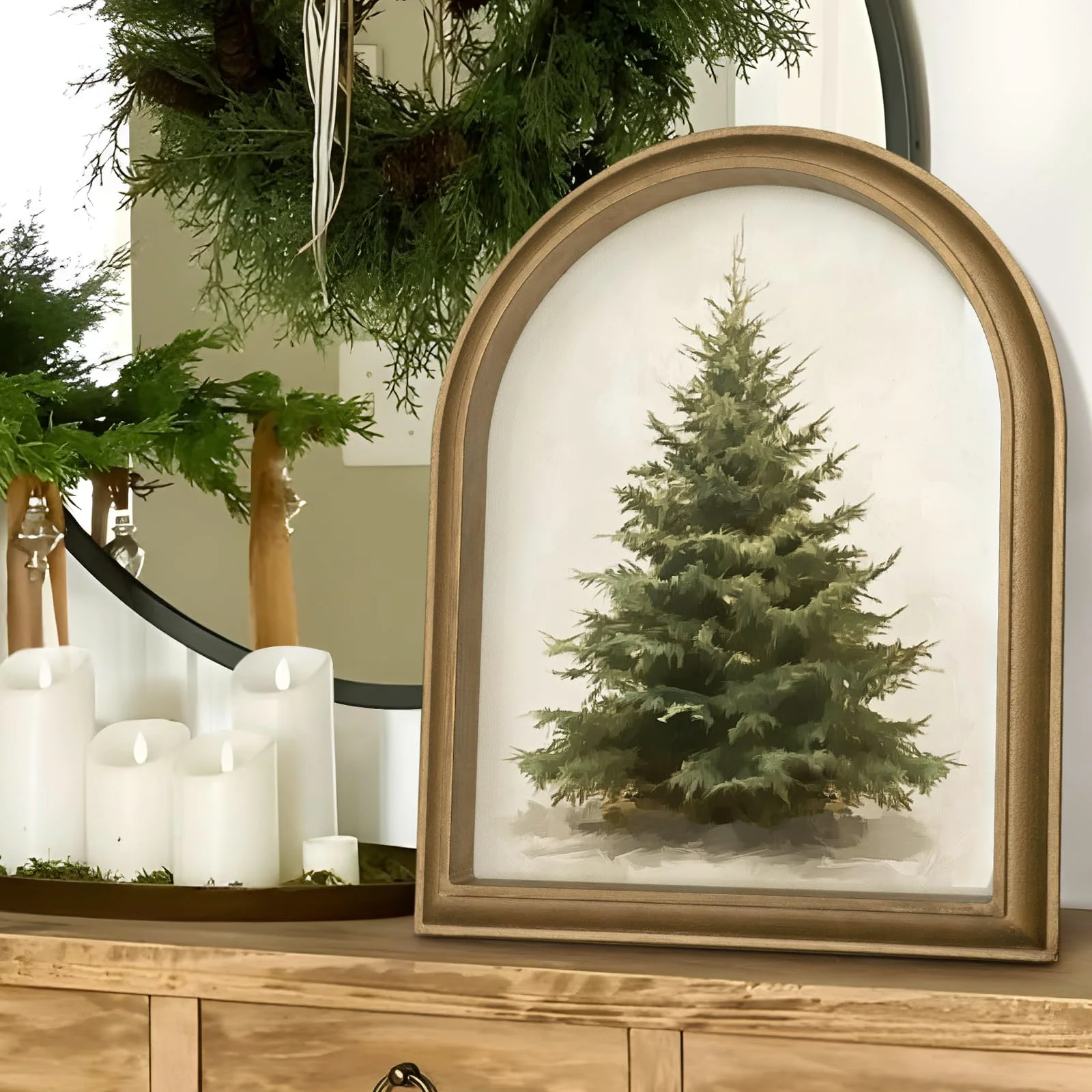 Oriental Cherry Framed Christmas Tree Wall Art