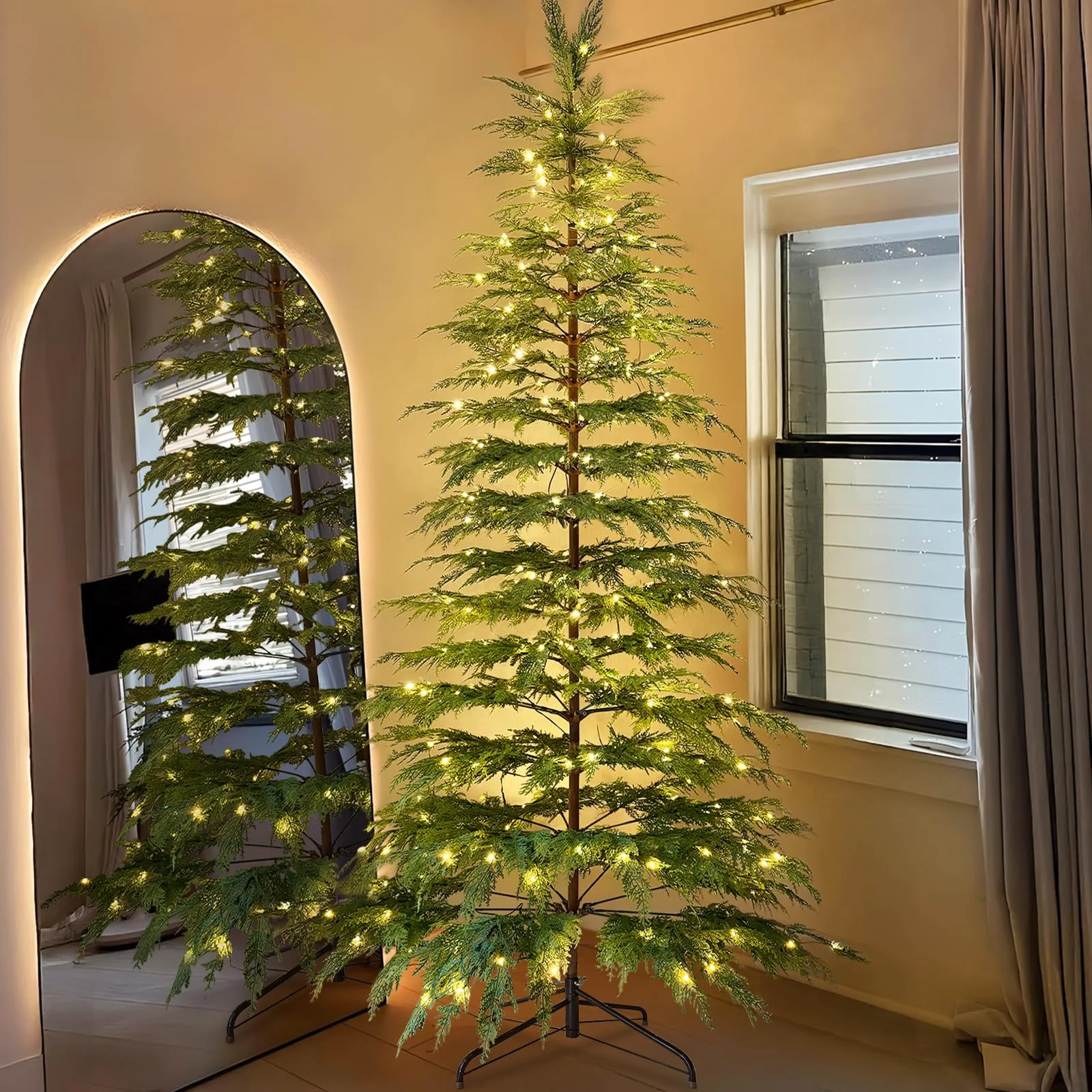 Oriental Cherry Pre-Lit Twinkle Cypress Tree