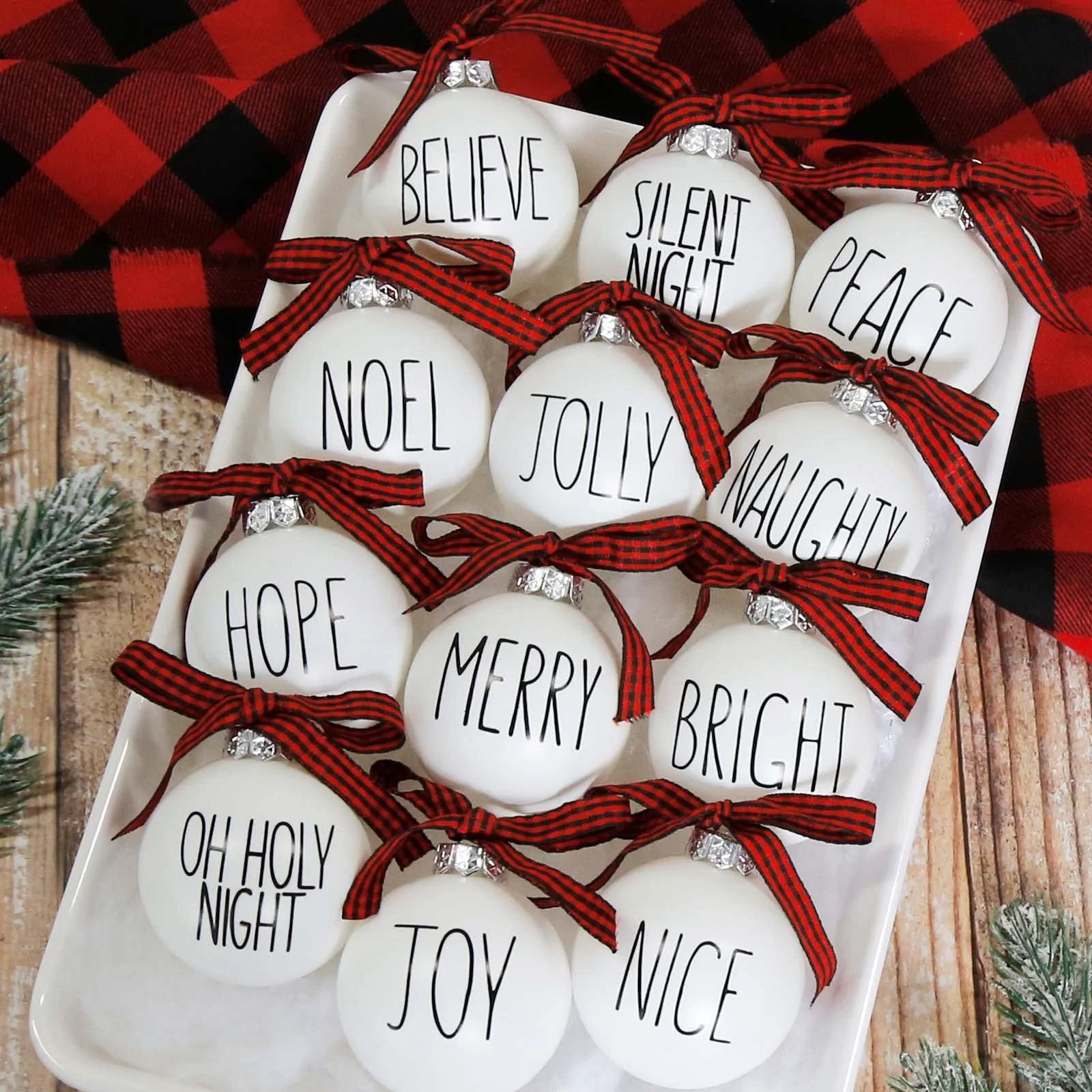 Oriental Cherry Shatterproof White Ball Ornaments