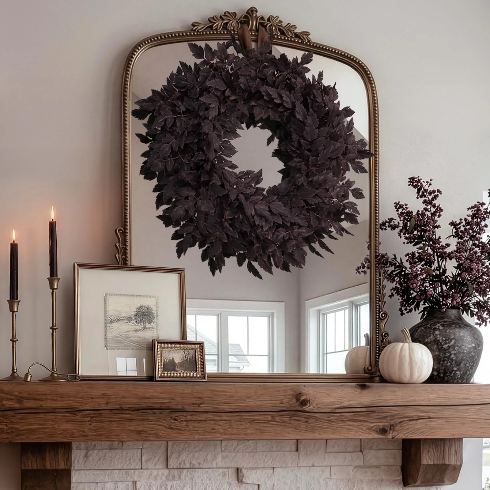 Oriental Cherry 24 Inch Plum Fall Wreath