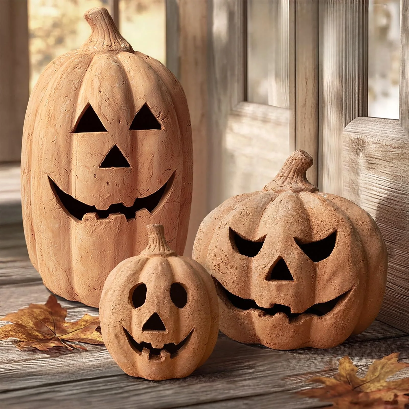 Oriental Cherry White Terracotta Jack-O'-Lantern