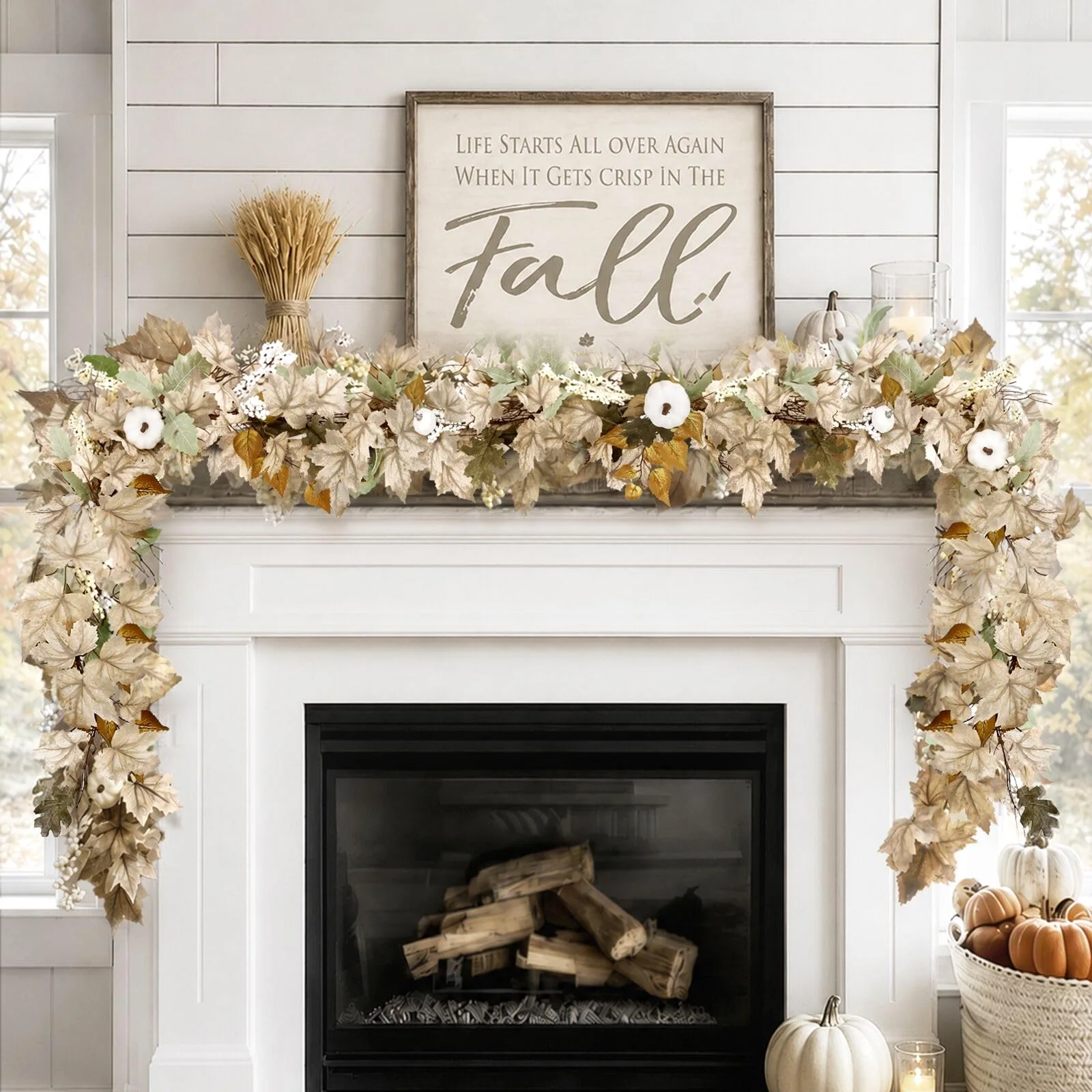 Oriental Cherry 6 Ft Maple Leaf and Berry Garland