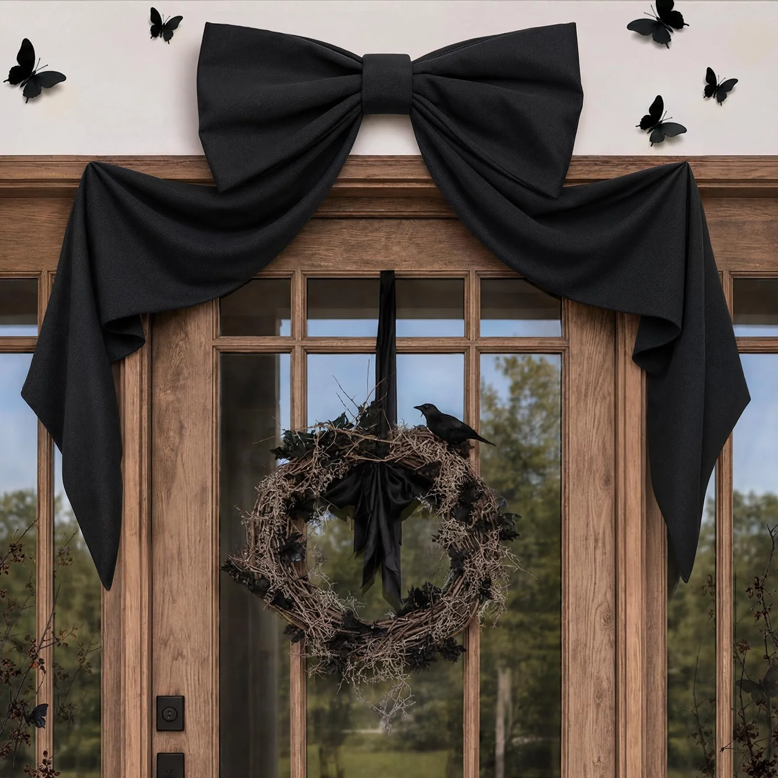 Oriental Cherry Giant Black Halloween Bow