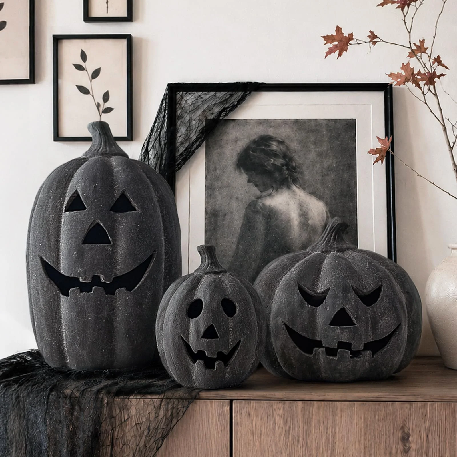 Oriental Cherry Ghost Mirror and Jack-O'-Lantern Set