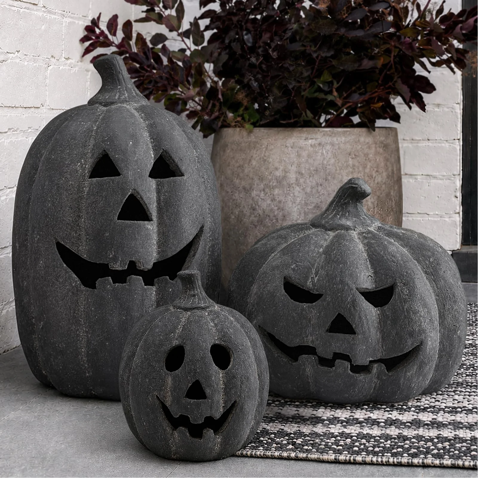 Oriental Cherry Black Terracotta Jack-O'-Lantern