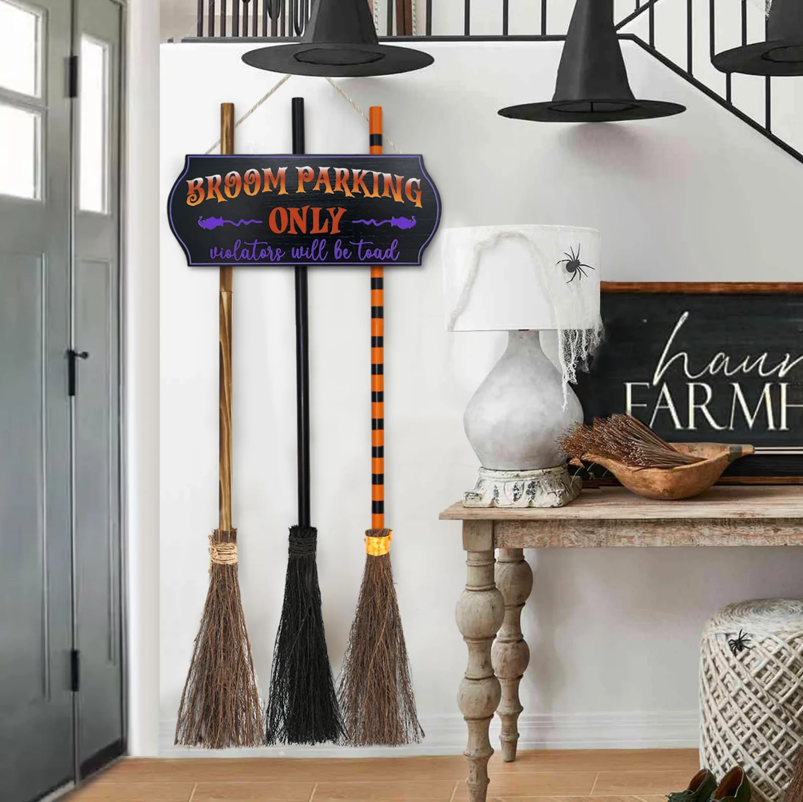 Oriental Cherry Broom Parking Sign with Witches Brooms