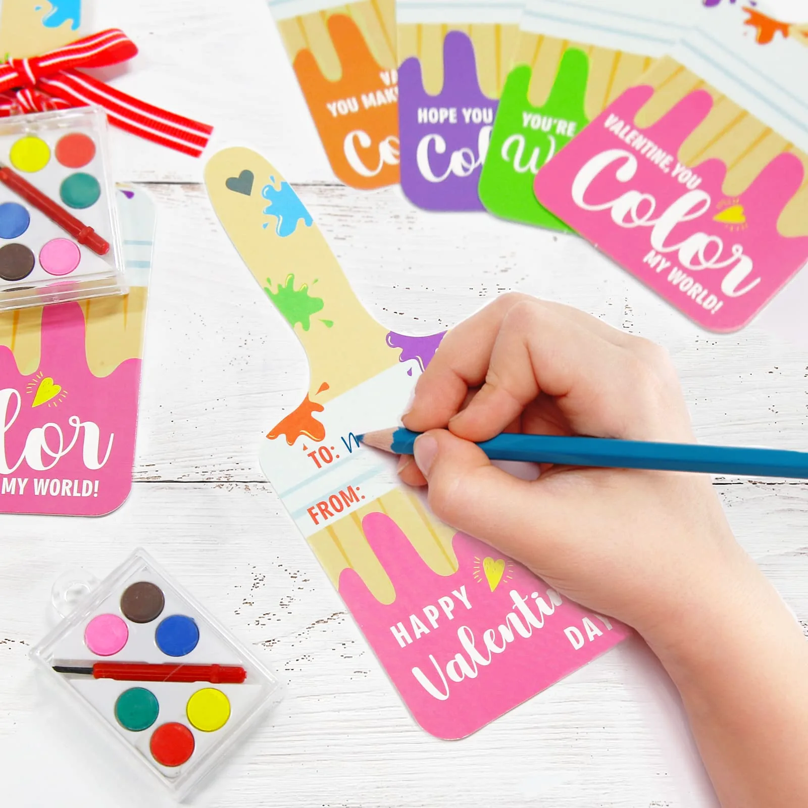 Oriental Cherry Watercolor Paint Valentine Cards